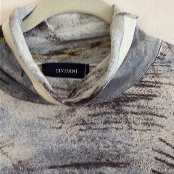 Gray and White Cowl Neck Sweater with Textured Design - Picture 2 of 7